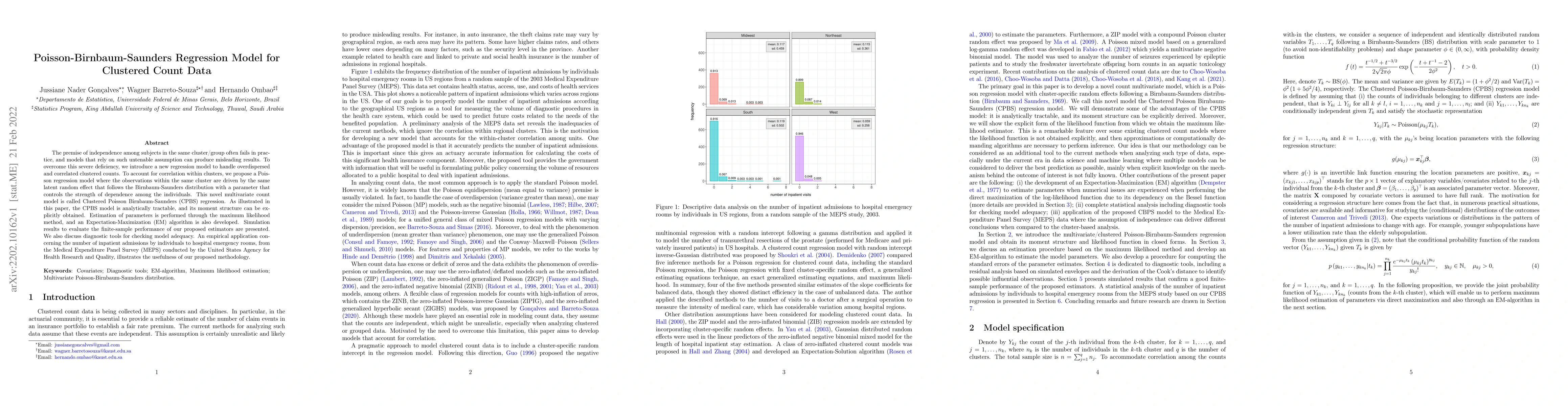 Thumbnail for Poisson-Birnbaum-Saunders Regression Model for Clustered Count Data