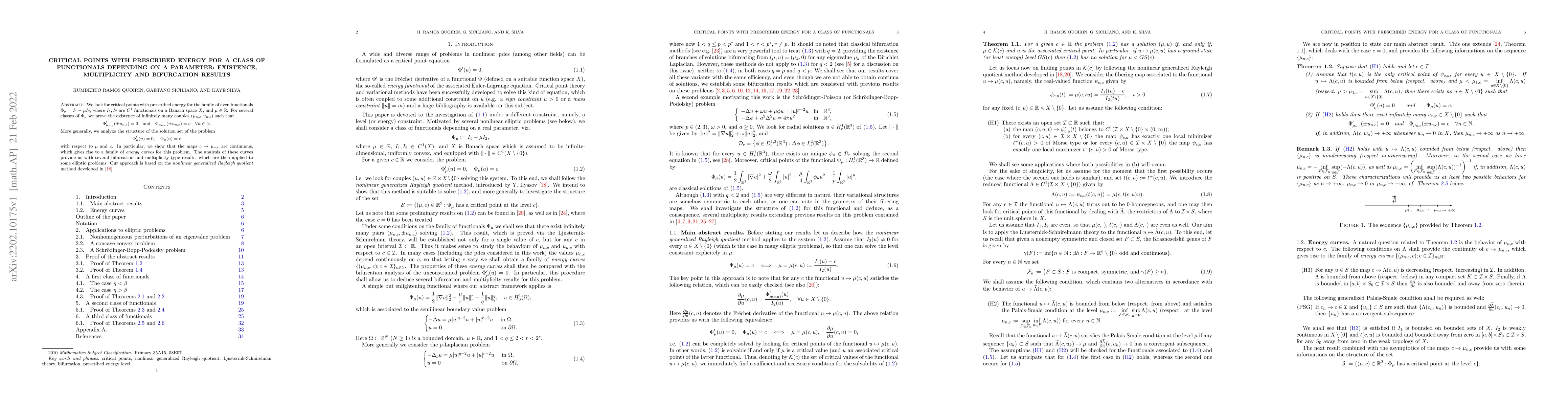 Thumbnail for Critical points with prescribed energy for a class of functionals
  depending on a parameter: existence, multiplicity and bifurcation results
