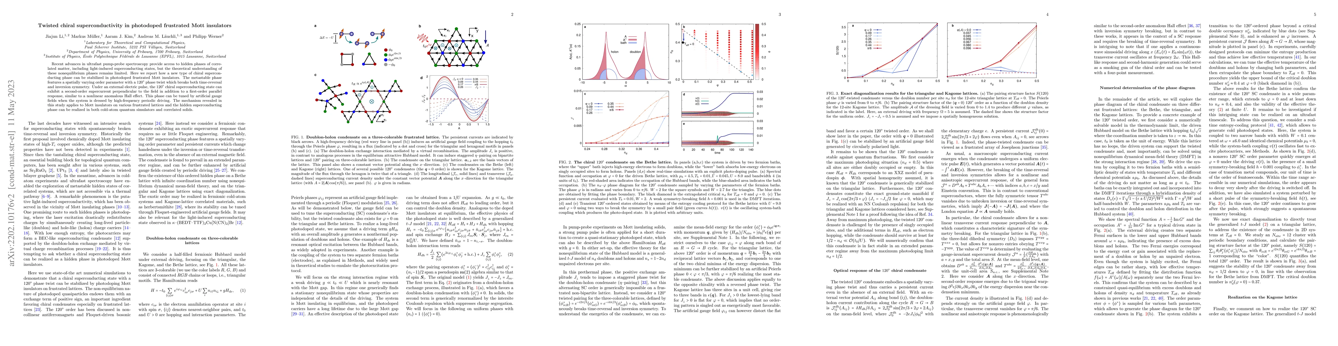 Thumbnail for Twisted chiral superconductivity in photodoped frustrated Mott
  insulators