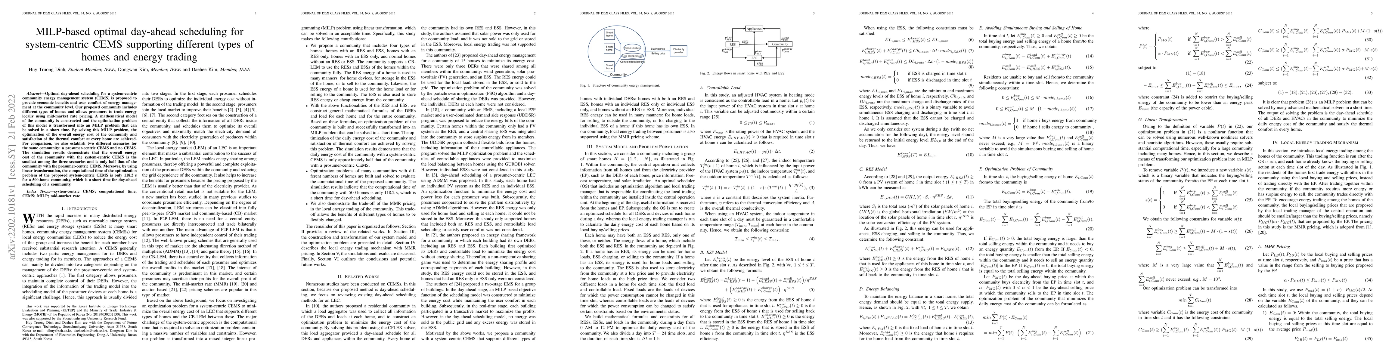 Thumbnail for MILP-based optimal day-ahead scheduling for system-centric CEMS
  supporting different types of homes and energy trading