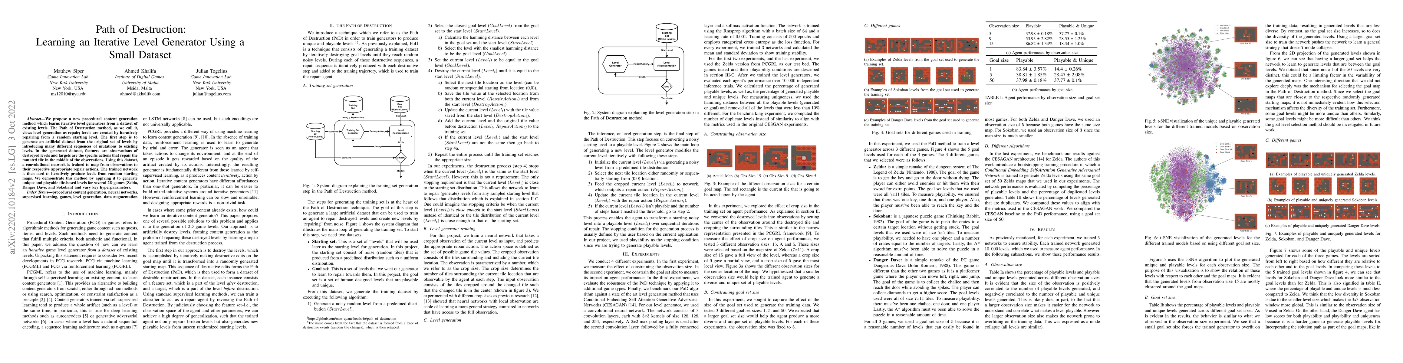 Thumbnail for Path of Destruction: Learning an Iterative Level Generator Using a Small
  Dataset