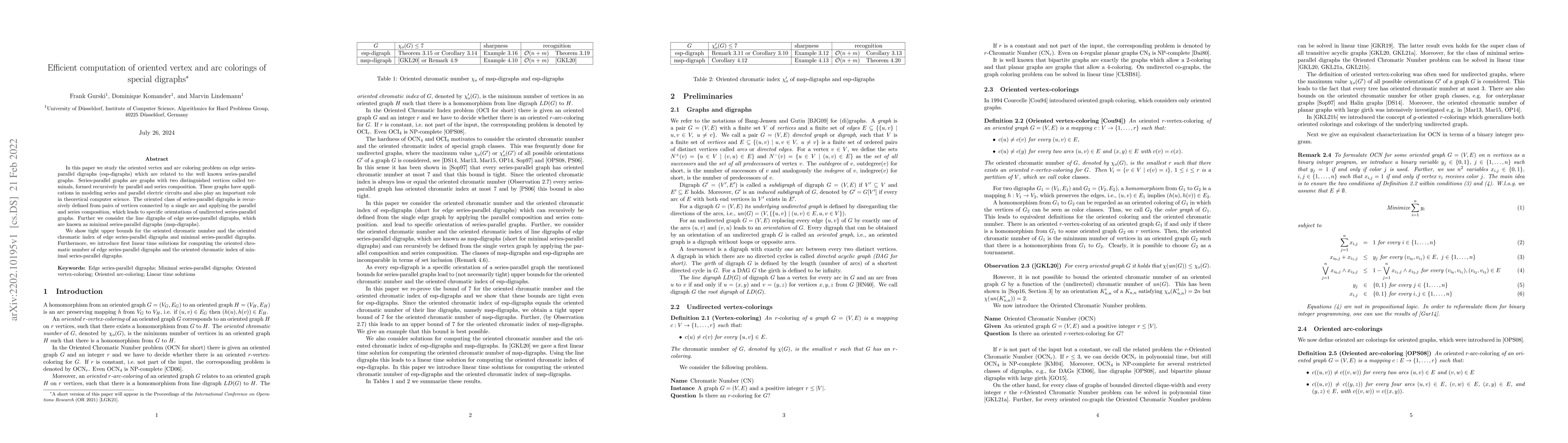 Thumbnail for Efficient computation of oriented vertex and arc colorings of special
  digraphs