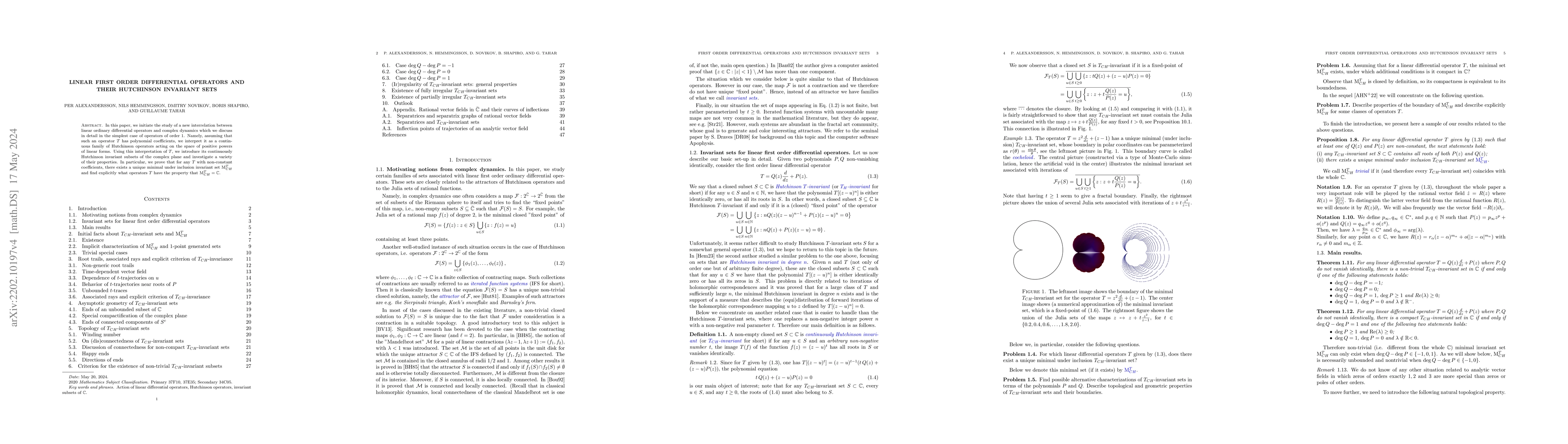 Thumbnail for Linear first order differential operators and their Hutchinson-invariant
  sets
