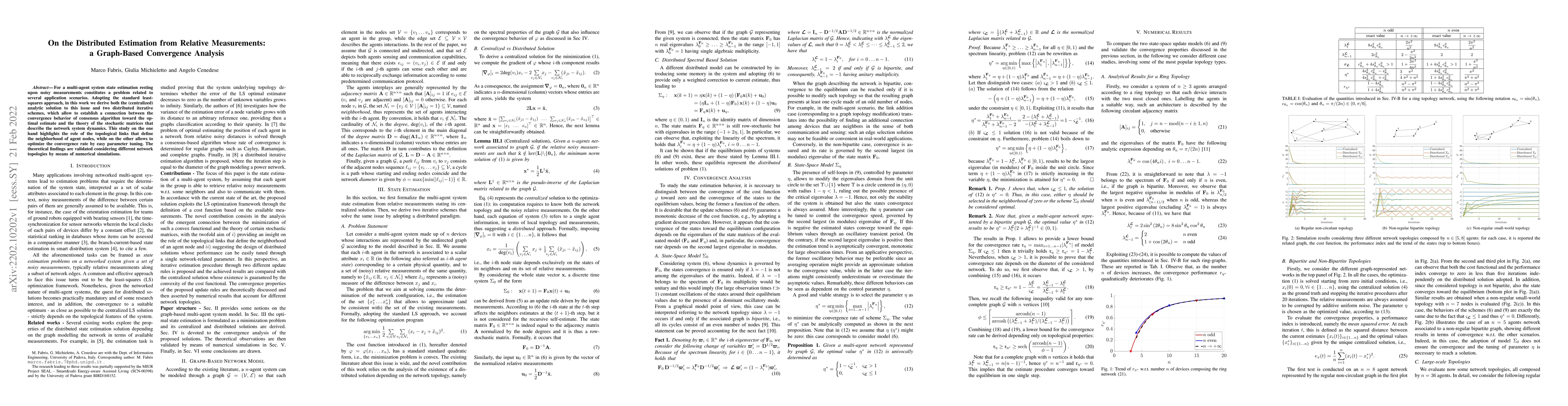Thumbnail for On the Distributed Estimation from Relative Measurements: a Graph-Based
  Convergence Analysis