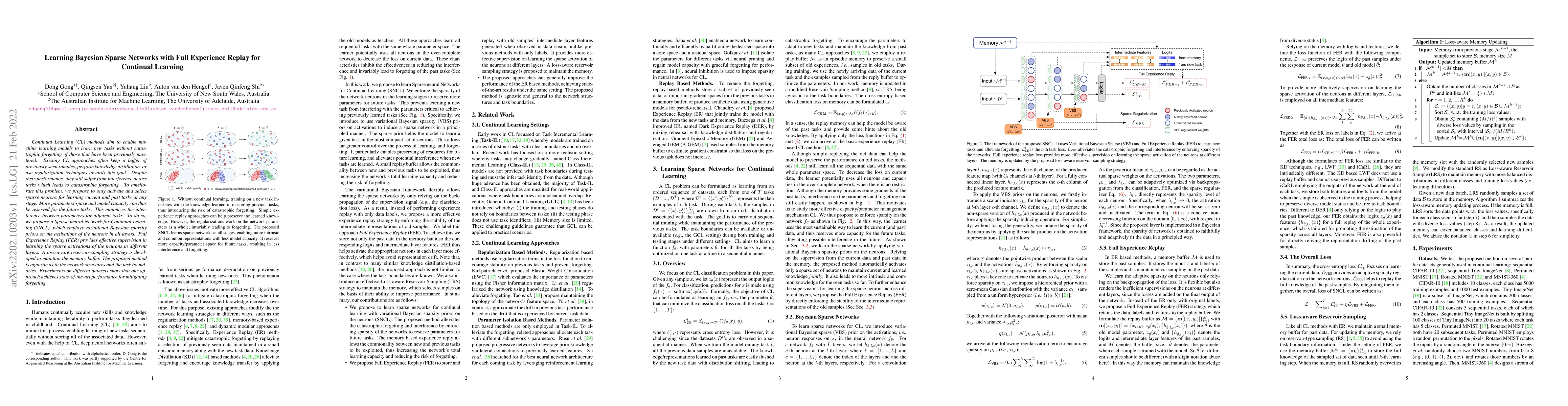 Thumbnail for Learning Bayesian Sparse Networks with Full Experience Replay for
  Continual Learning