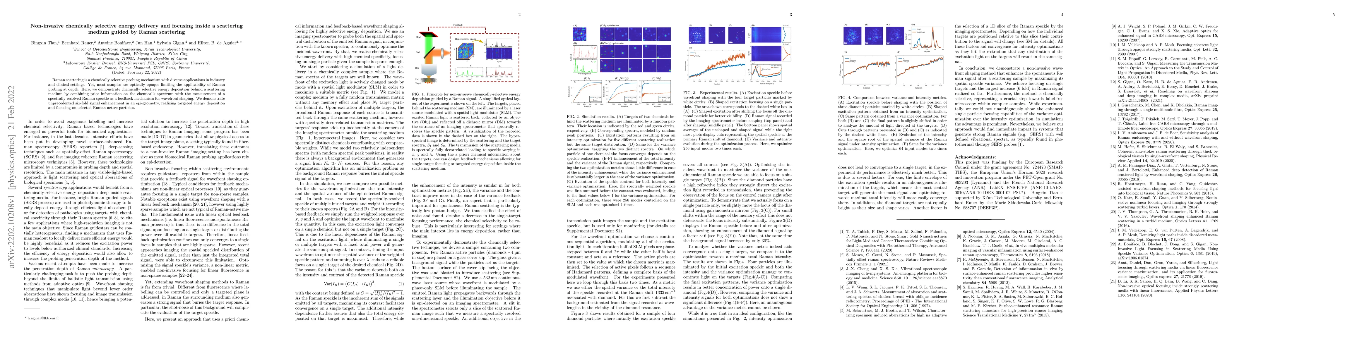 Thumbnail for Non-invasive chemically selective energy delivery and focusing inside a
  scattering medium guided by Raman scattering