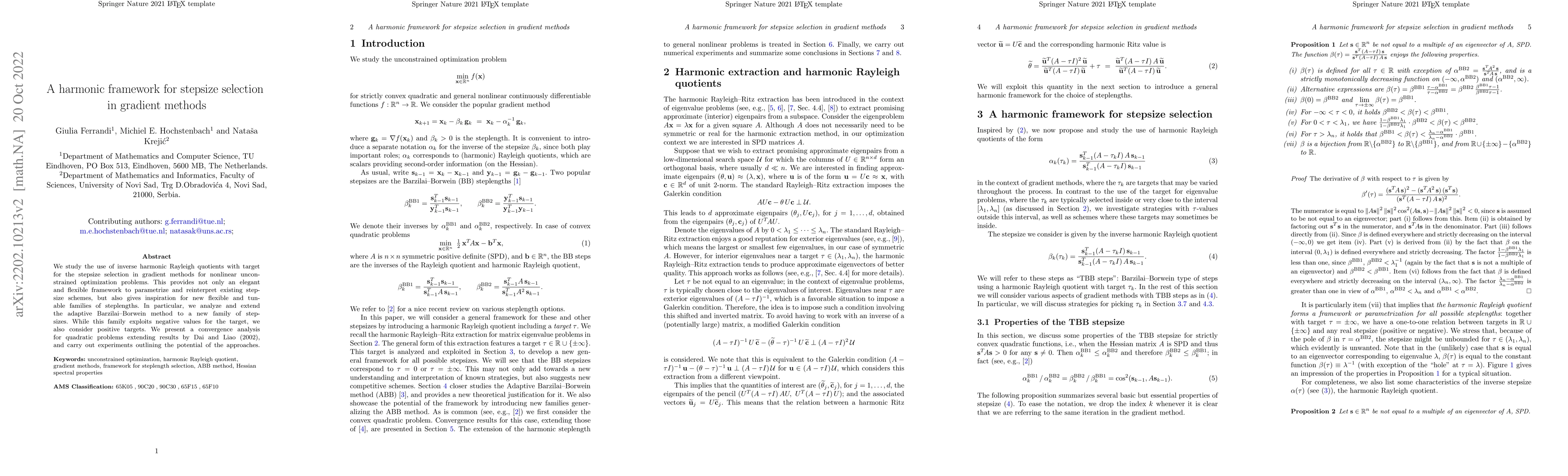 Thumbnail for A harmonic framework for stepsize selection in gradient methods
