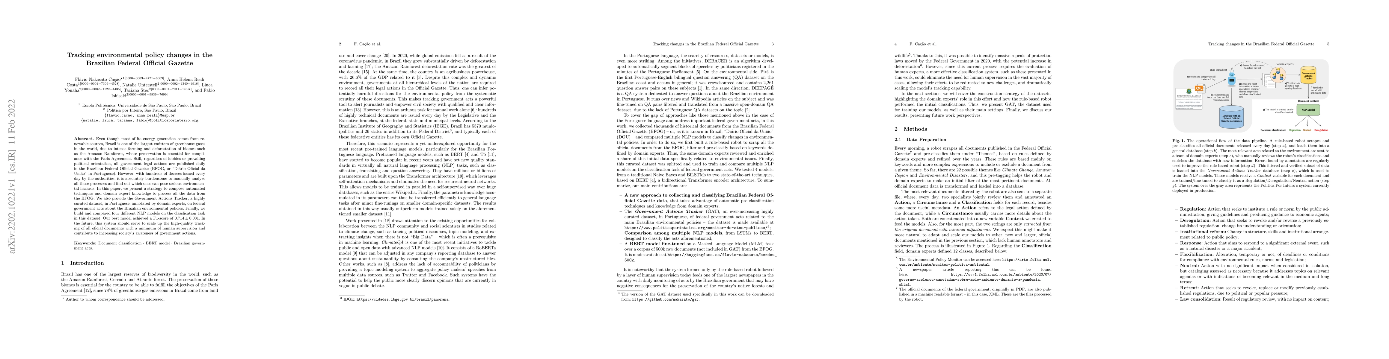 Thumbnail for Tracking environmental policy changes in the Brazilian Federal Official
  Gazette