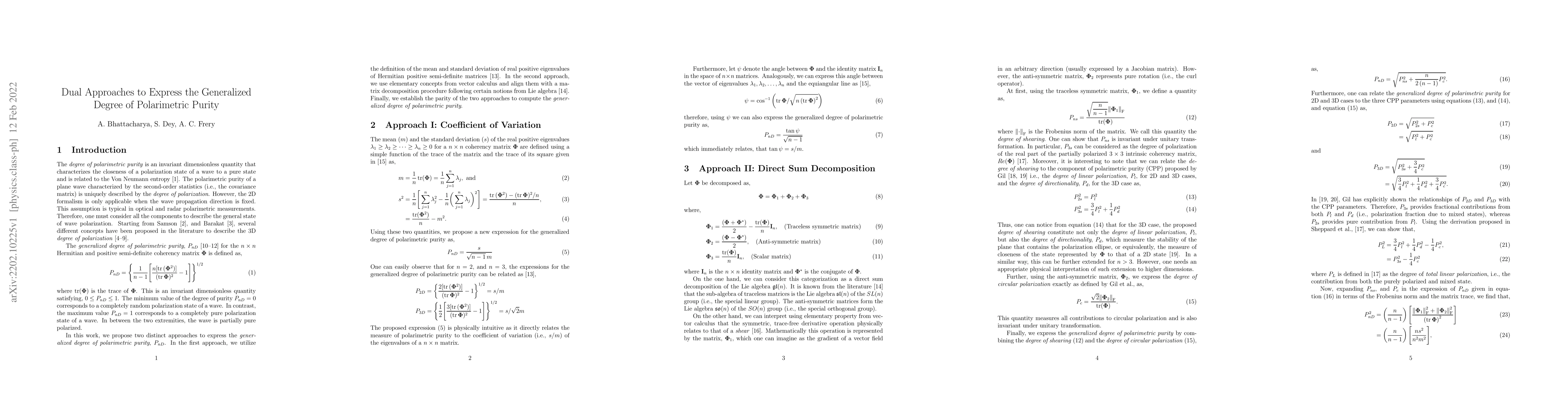 Thumbnail for Dual Approaches to Express the Generalized Degree of Polarimetric Purity
