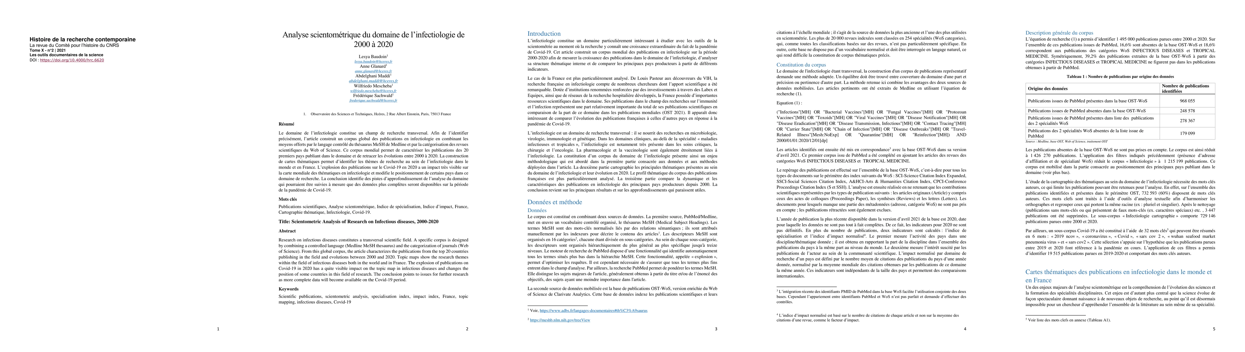 Thumbnail for Analyse scientom\'etrique du domaine de l'infectiologie de 2000 \`a 2020