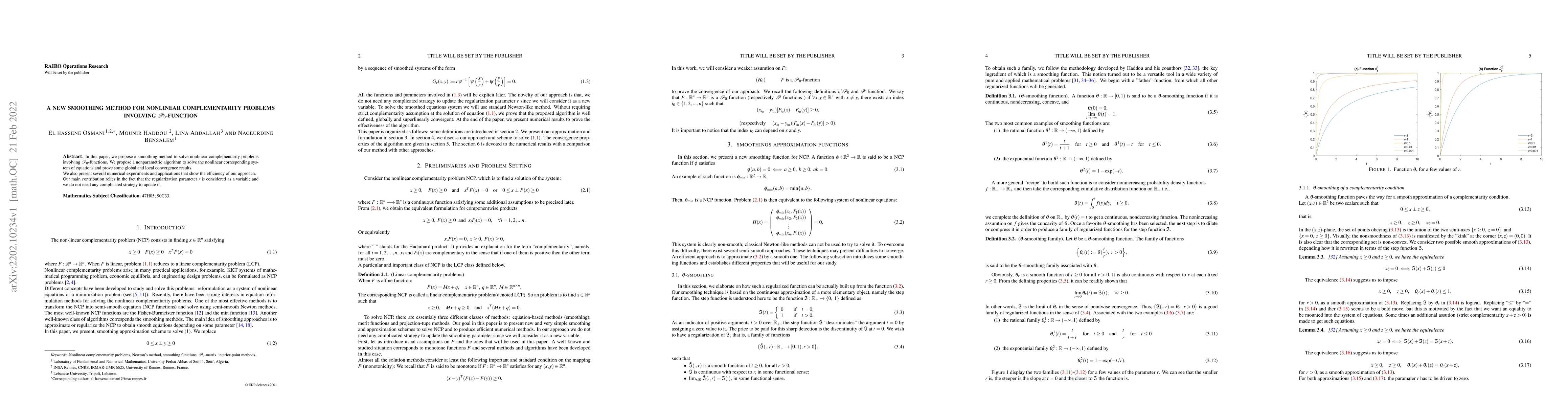 Thumbnail for A new smoothing method for nonlinear complementarity problems involving
  P0 function