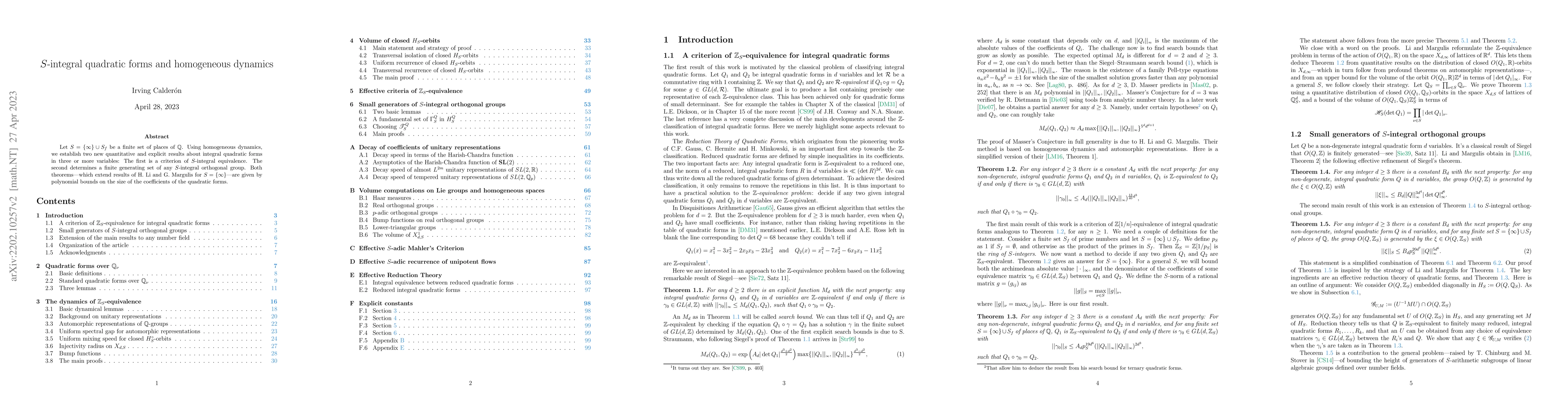 Thumbnail for $S$-integral quadratic forms and homogeneous dynamics