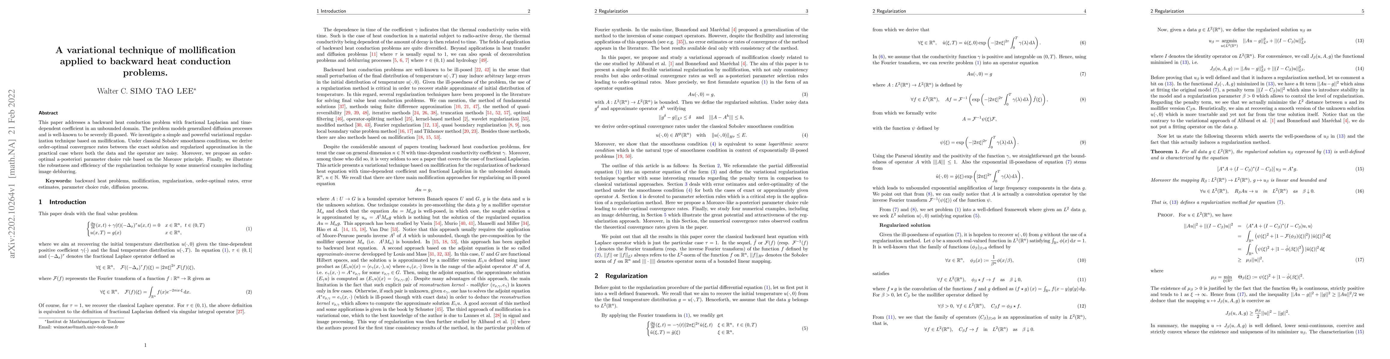 Thumbnail for A variational technique of mollification applied to backward heat
  conduction problems