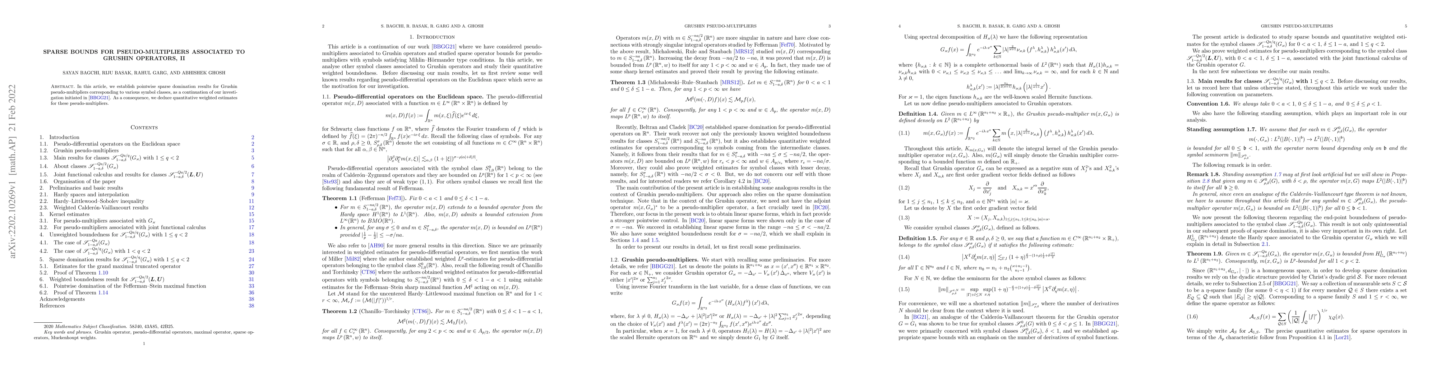 Thumbnail for Sparse bounds for pseudo-multipliers associated to Grushin operators, II