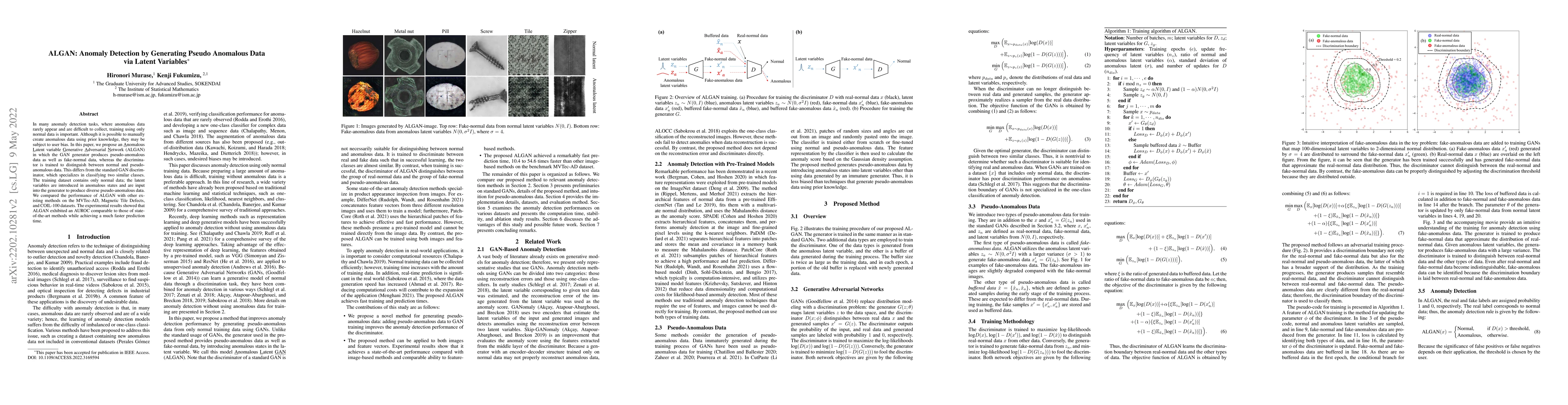 Thumbnail for ALGAN: Anomaly Detection by Generating Pseudo Anomalous Data via Latent
  Variables