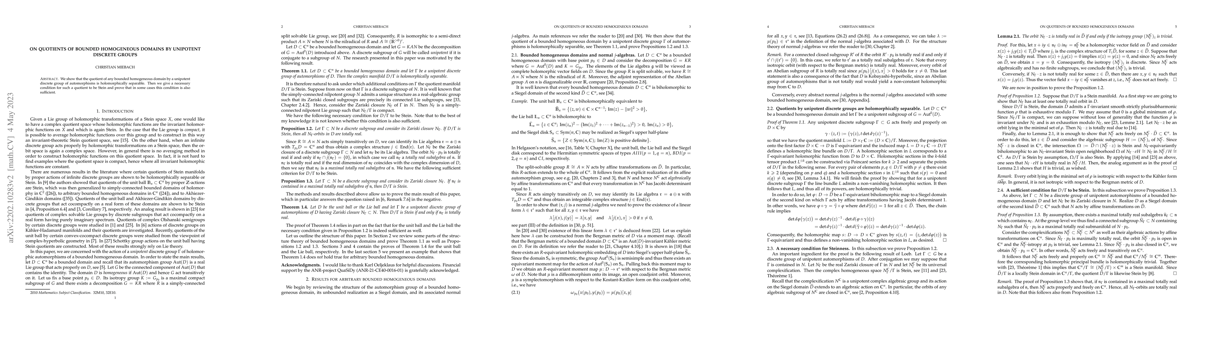 Thumbnail for On quotients of bounded homogeneous domains by unipotent discrete groups