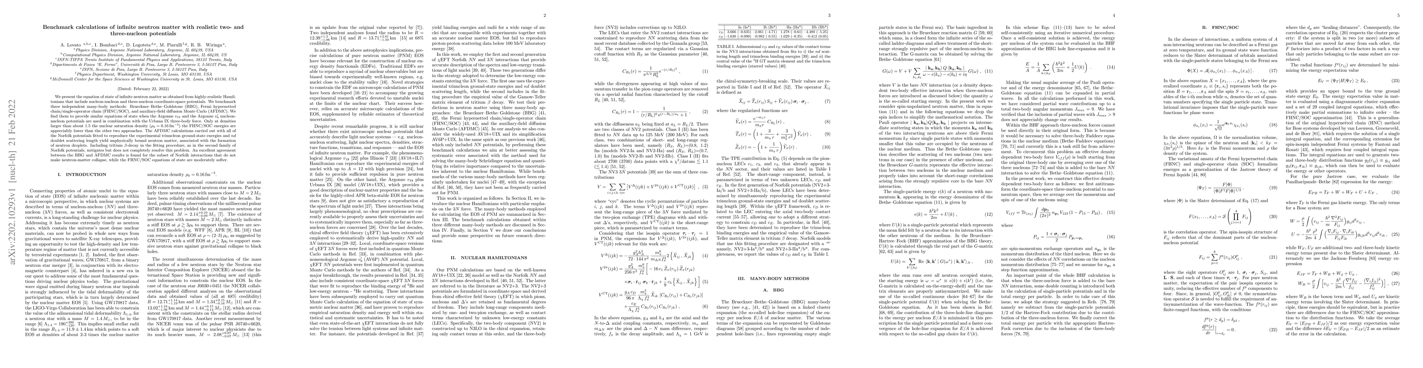 Thumbnail for Benchmark calculations of infinite neutron matter with realistic two-
  and three-nucleon potentials