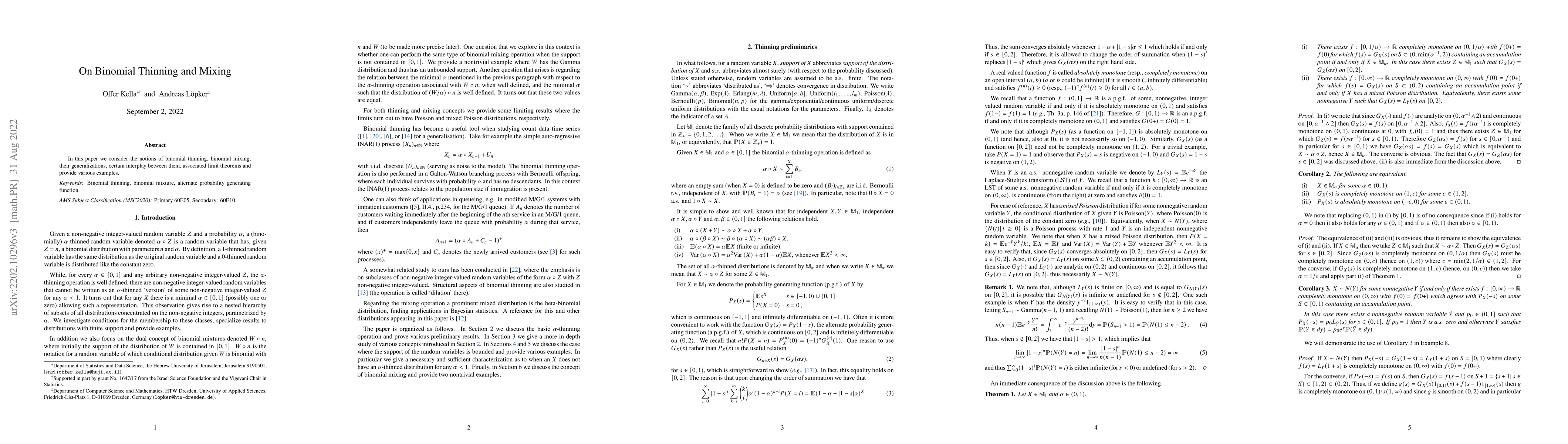 Thumbnail for On binomial thinning and mixing