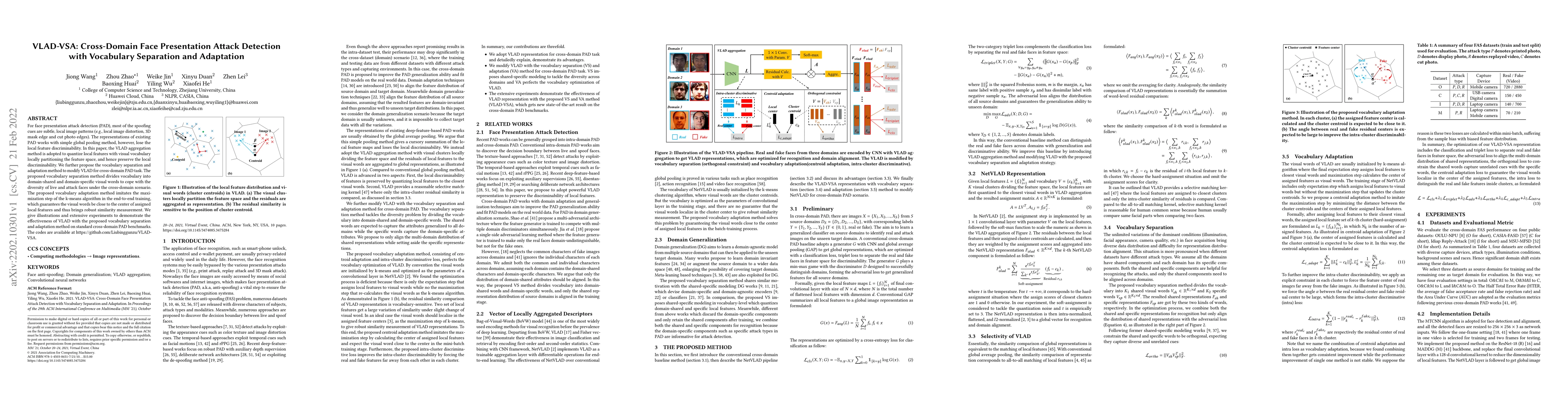 Thumbnail for VLAD-VSA: Cross-Domain Face Presentation Attack Detection with
  Vocabulary Separation and Adaptation
