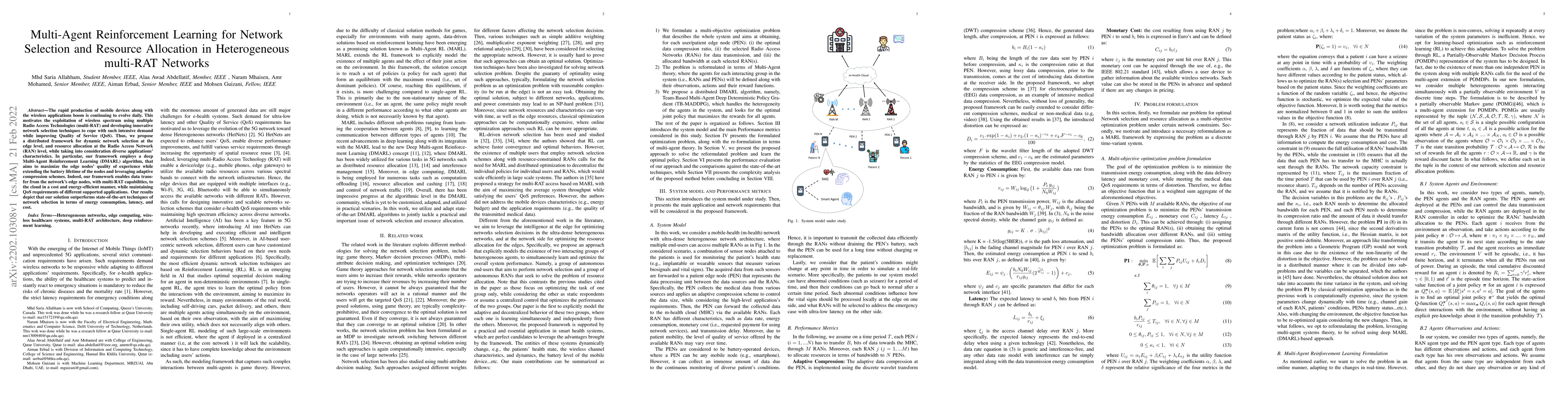 Thumbnail for Multi-Agent Reinforcement Learning for Network Selection and Resource
  Allocation in Heterogeneous multi-RAT Networks