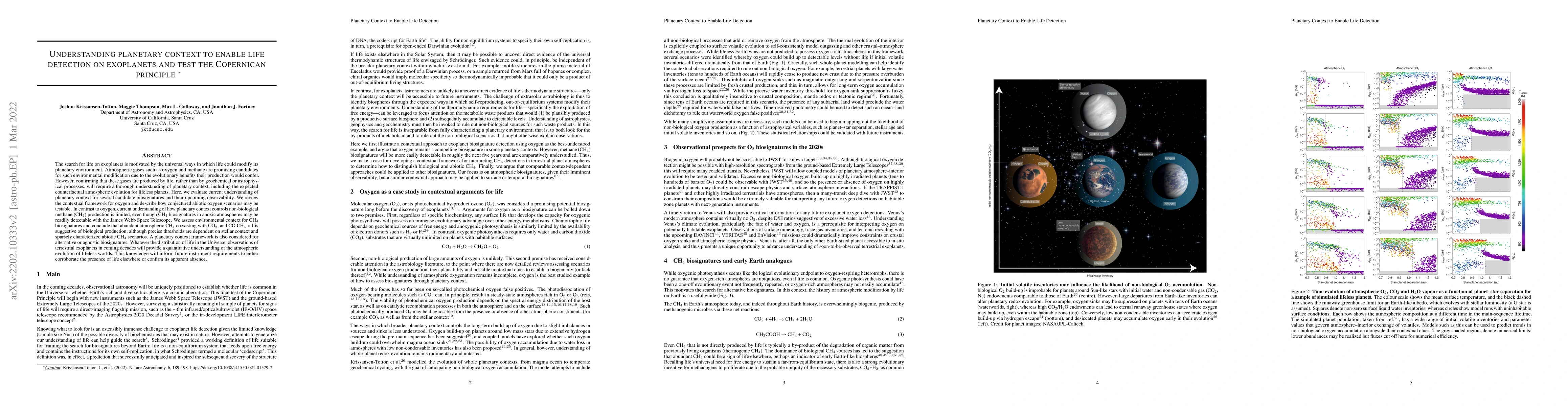 Thumbnail for Understanding planetary context to enable life detection on exoplanets
  and test the Copernican principle