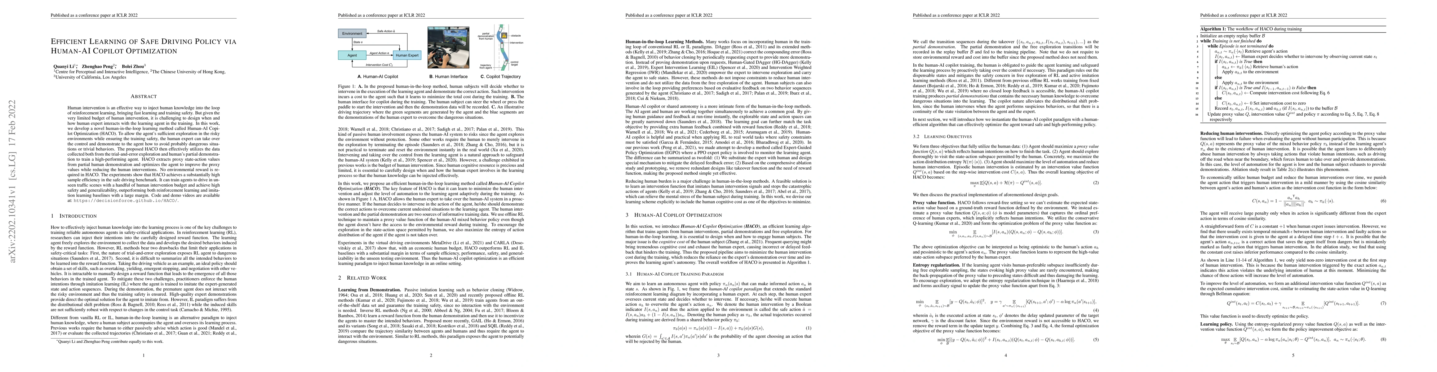 Thumbnail for Efficient Learning of Safe Driving Policy via Human-AI Copilot
  Optimization