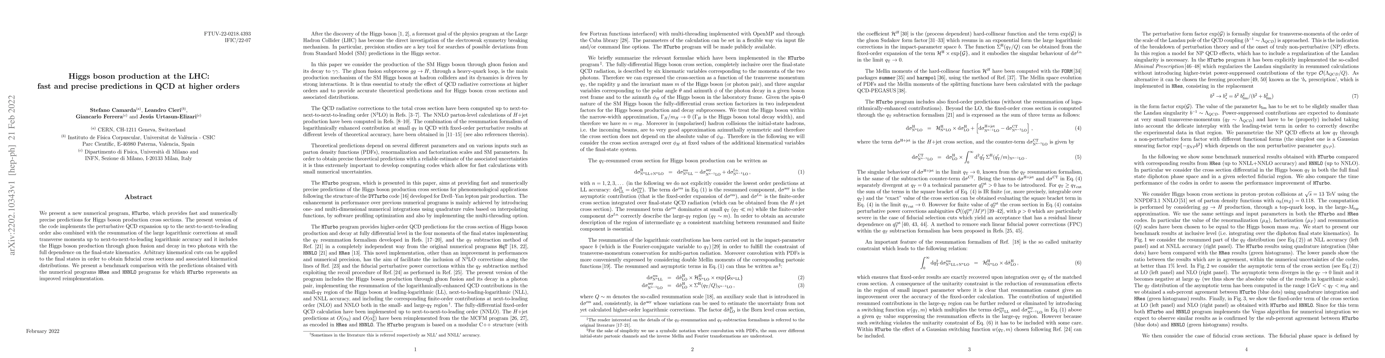 Thumbnail for Higgs boson production at the LHC: fast and precise predictions in QCD
  at higher orders