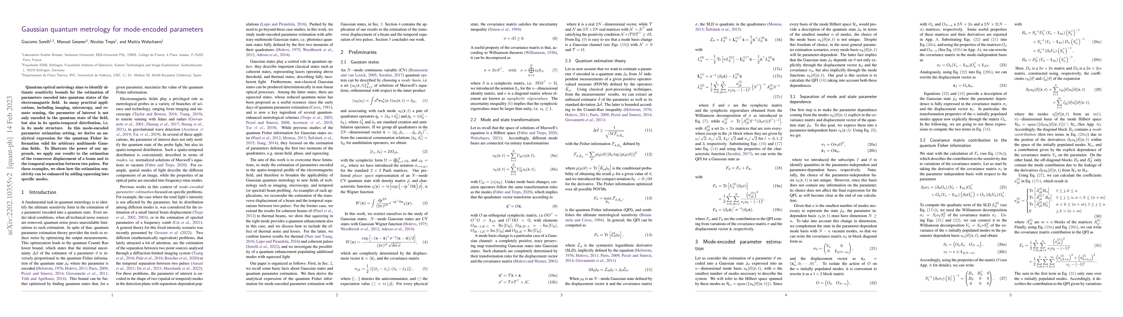 Thumbnail for Gaussian quantum metrology for mode-encoded parameters
