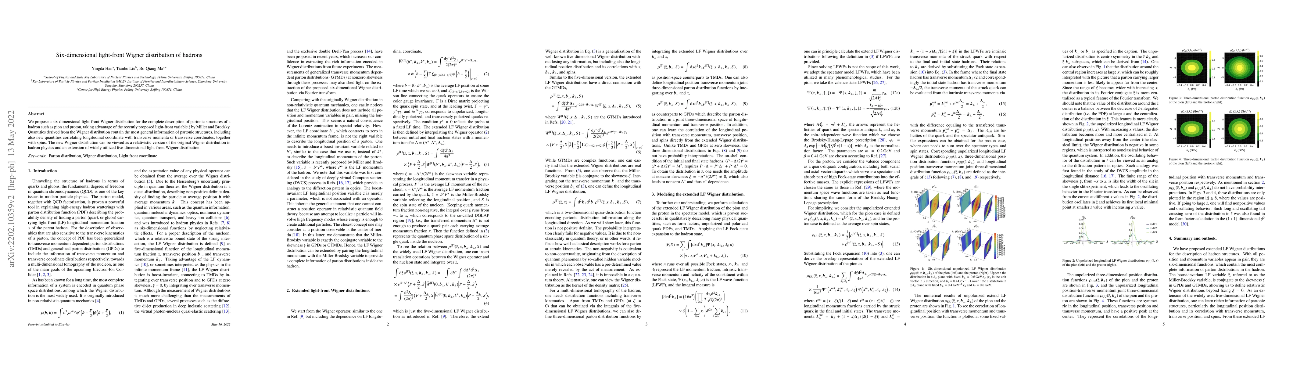 Thumbnail for Six-dimensional light-front Wigner distribution of hadrons