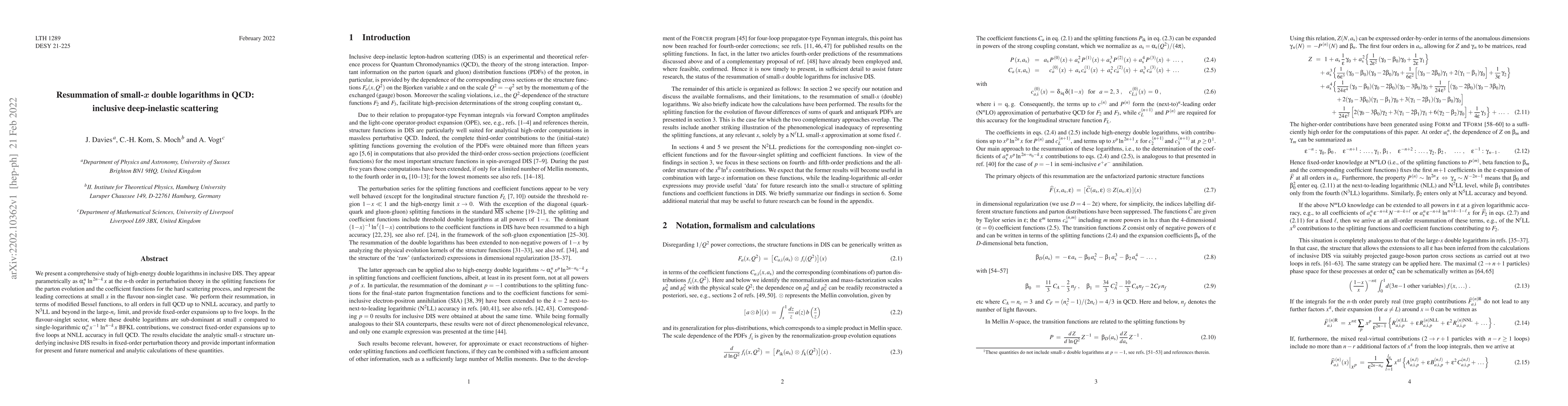 Thumbnail for Resummation of small-x double logarithms in QCD: inclusive
  deep-inelastic scattering