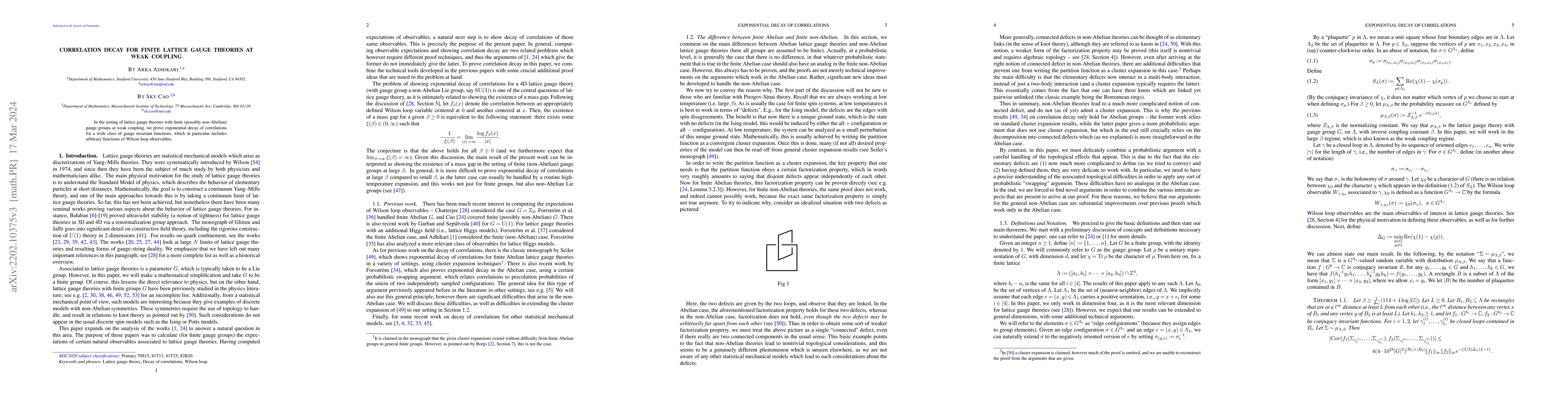 Thumbnail for Correlation decay for finite lattice gauge theories at weak coupling