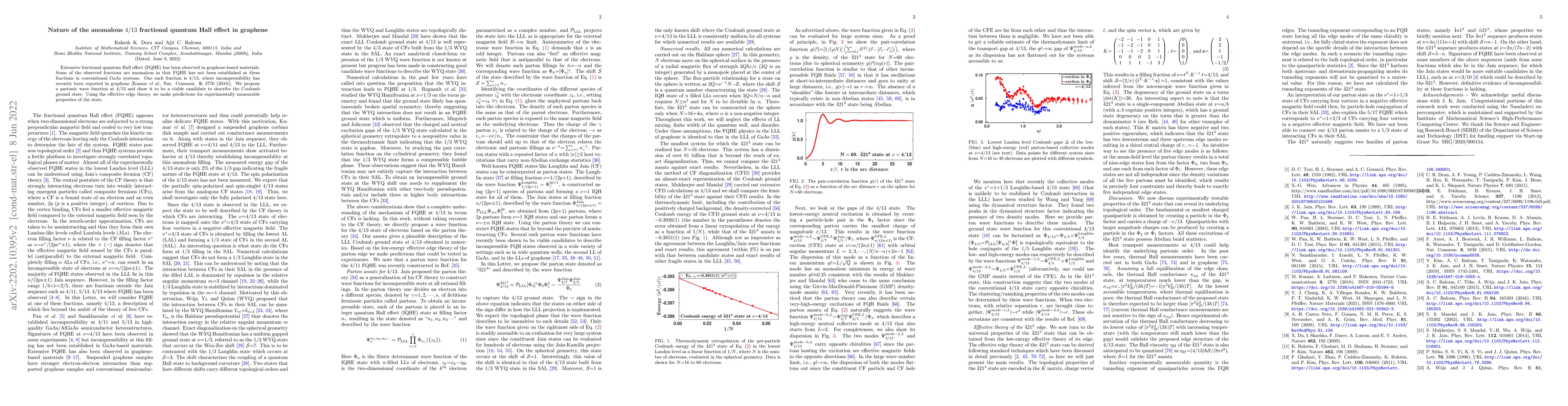 Thumbnail for Nature of the anomalous $4/13$ fractional quantum Hall effect in
  graphene
