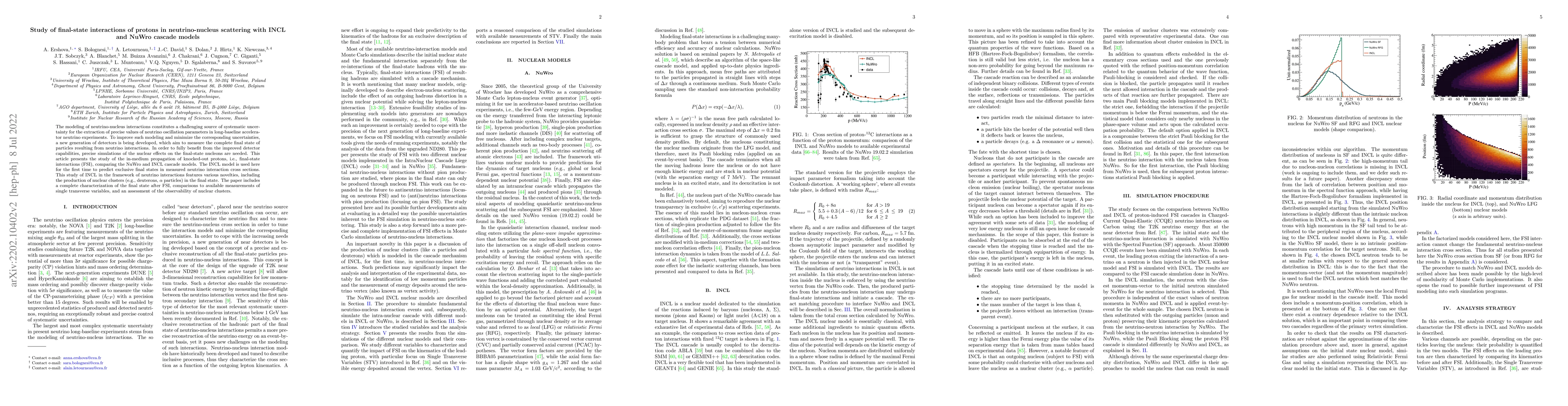 Thumbnail for Study of final-state interactions of protons in neutrino-nucleus
  scattering with INCL and NuWro cascade models