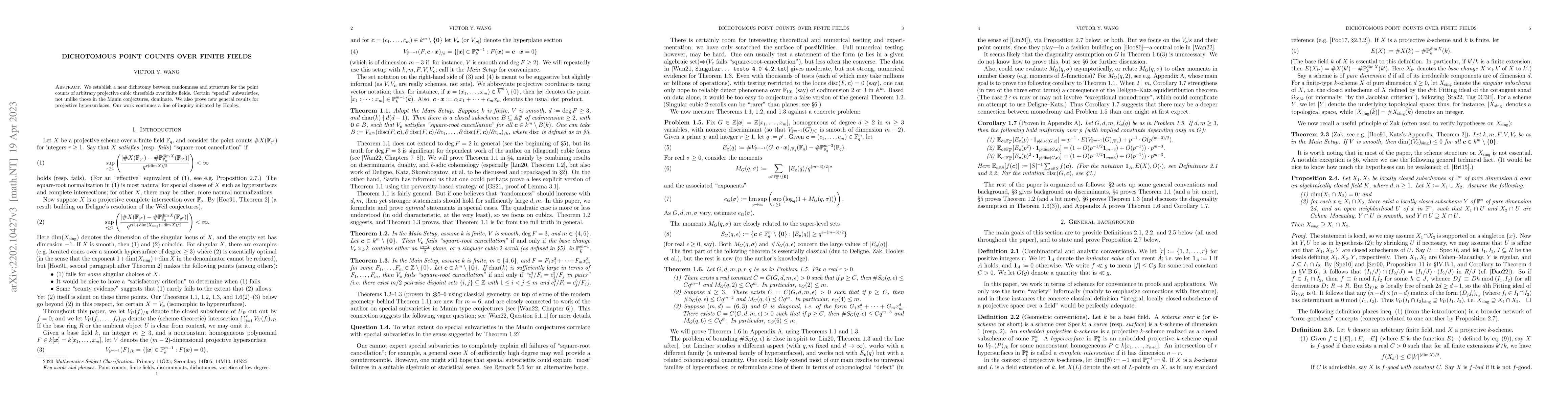 Thumbnail for Dichotomous point counts over finite fields
