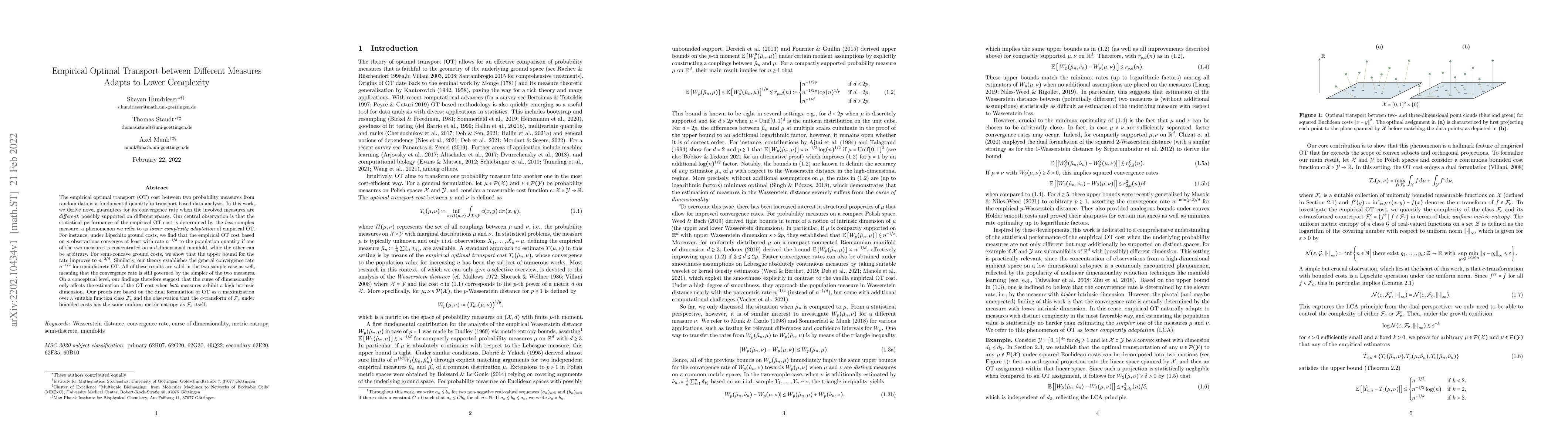 Thumbnail for Empirical Optimal Transport between Different Measures Adapts to Lower
  Complexity