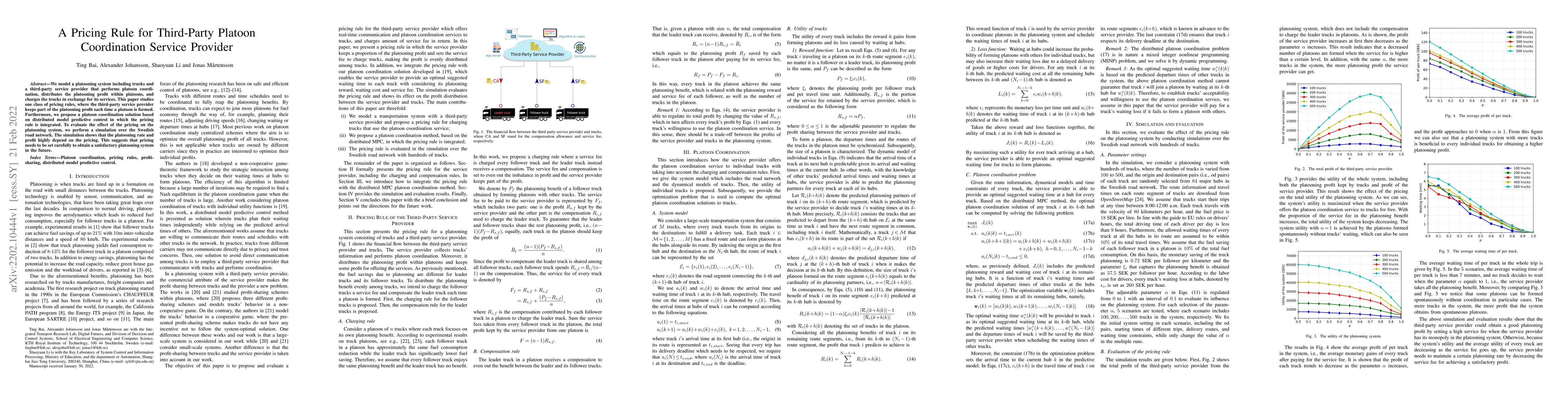 Thumbnail for A Pricing Rule for Third-Party Platoon Coordination Service Provider