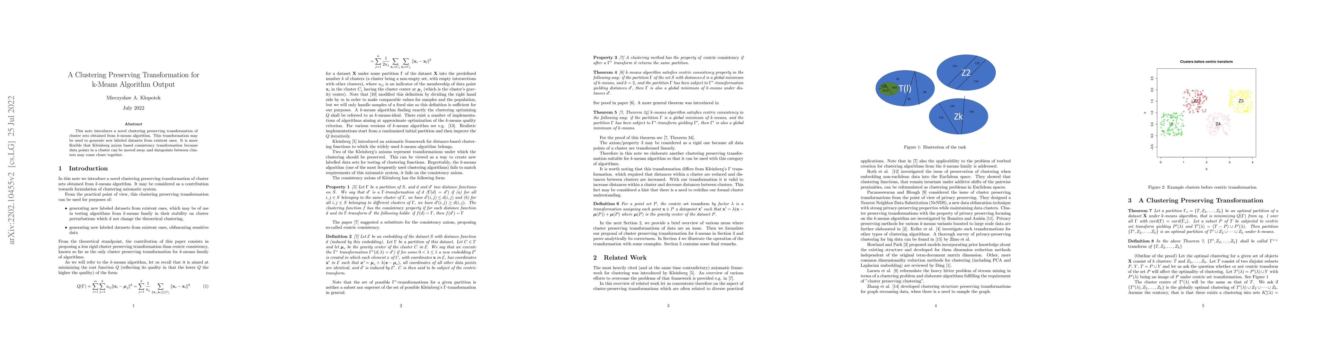 Thumbnail for A Clustering Preserving Transformation for k-Means Algorithm Output