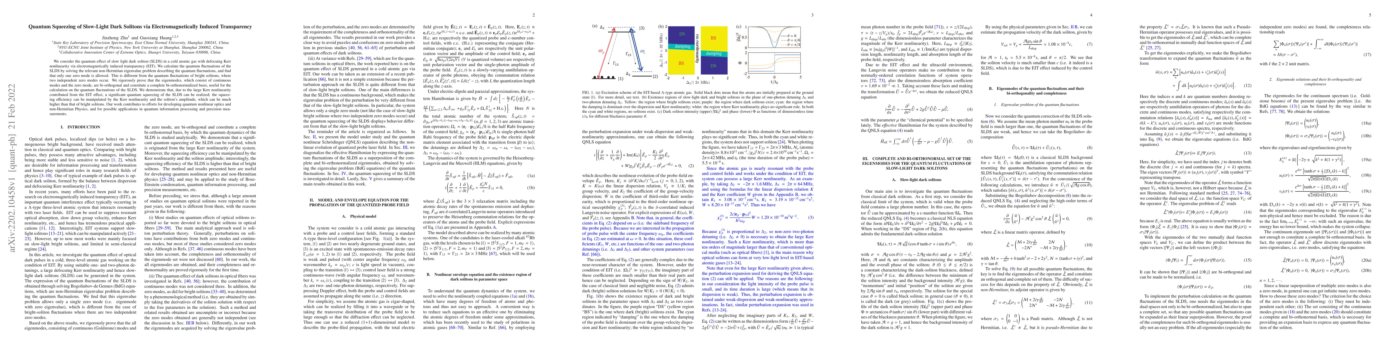 Thumbnail for Quantum Squeezing of Slow-Light Dark Solitons via Electromagnetically
  Induced Transparency