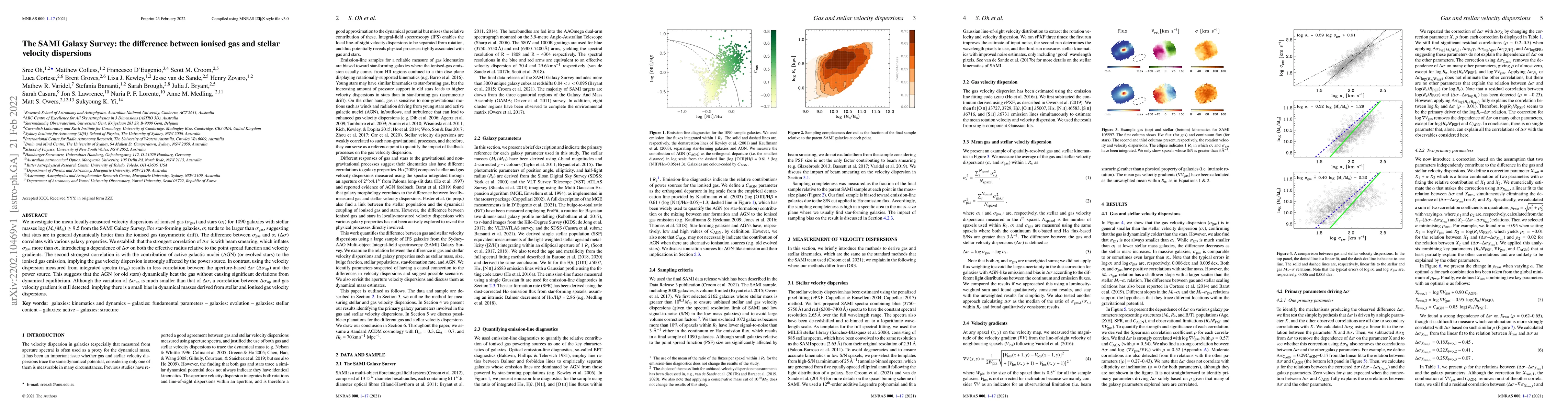 Thumbnail for The SAMI Galaxy Survey: the difference between ionised gas and stellar
  velocity dispersions