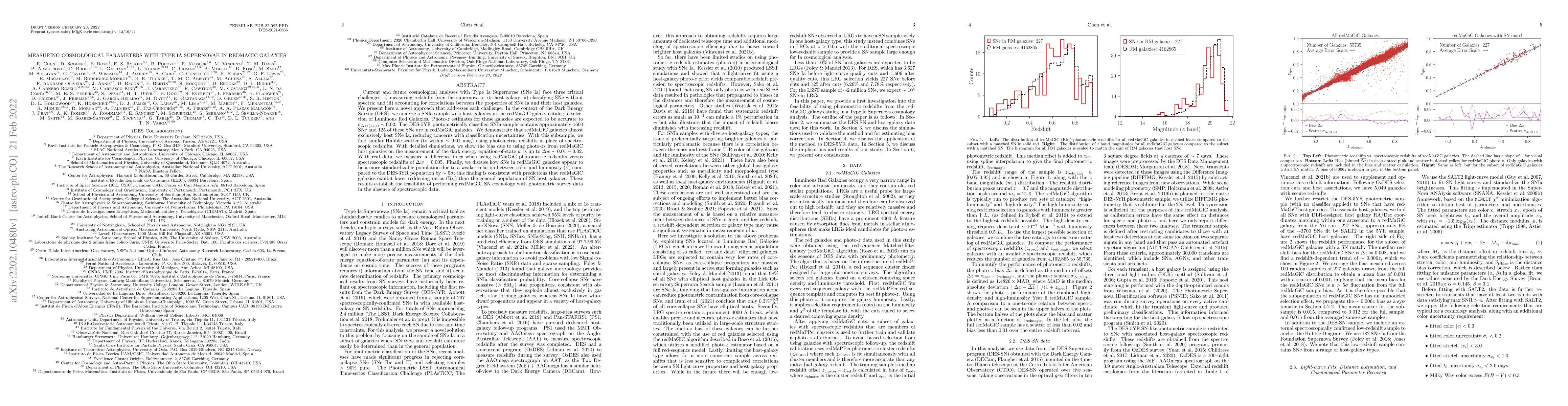 Thumbnail for Measuring Cosmological Parameters with Type Ia Supernovae in redMaGiC
  galaxies
