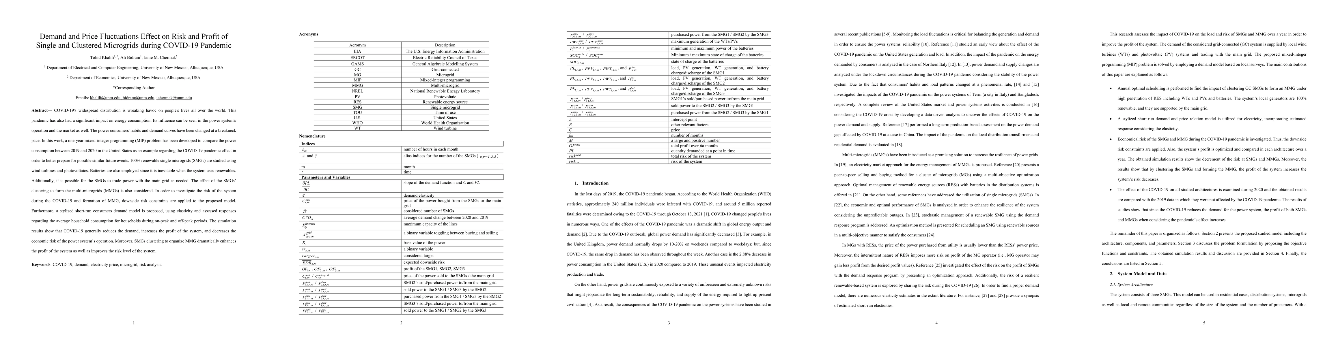 Thumbnail for Demand and Price Fluctuations Effect on Risk and Profit of Single and
  Clustered Microgrids during COVID-19 Pandemic