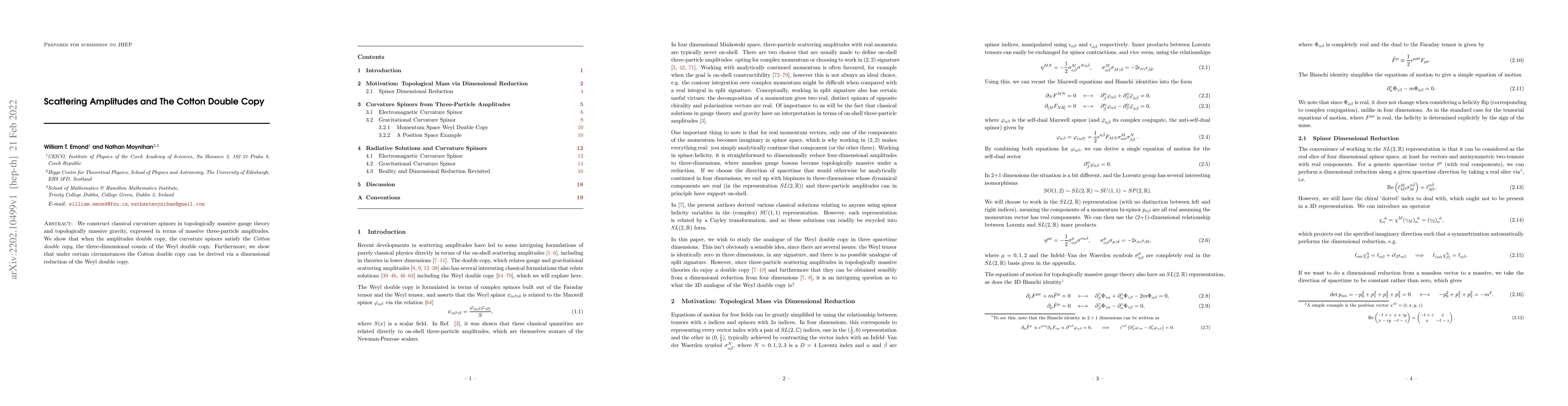 Thumbnail for Scattering Amplitudes and The Cotton Double Copy