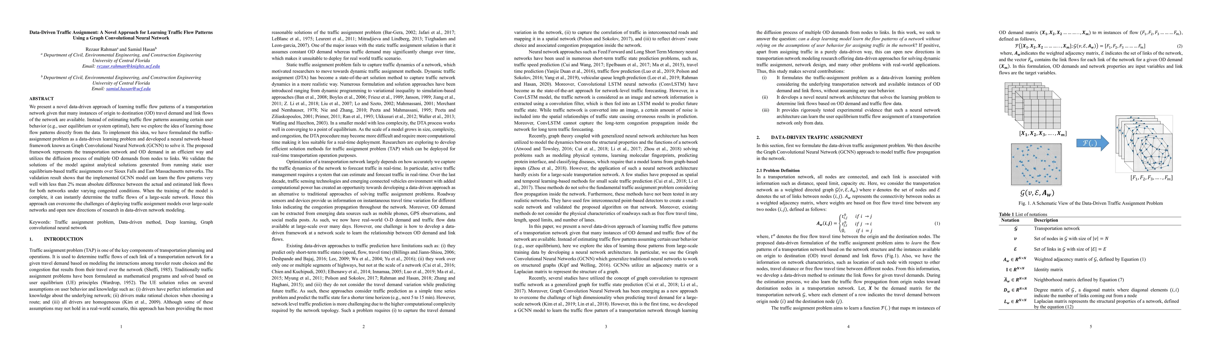 Thumbnail for Data-Driven Traffic Assignment: A Novel Approach for Learning Traffic
  Flow Patterns Using a Graph Convolutional Neural Network