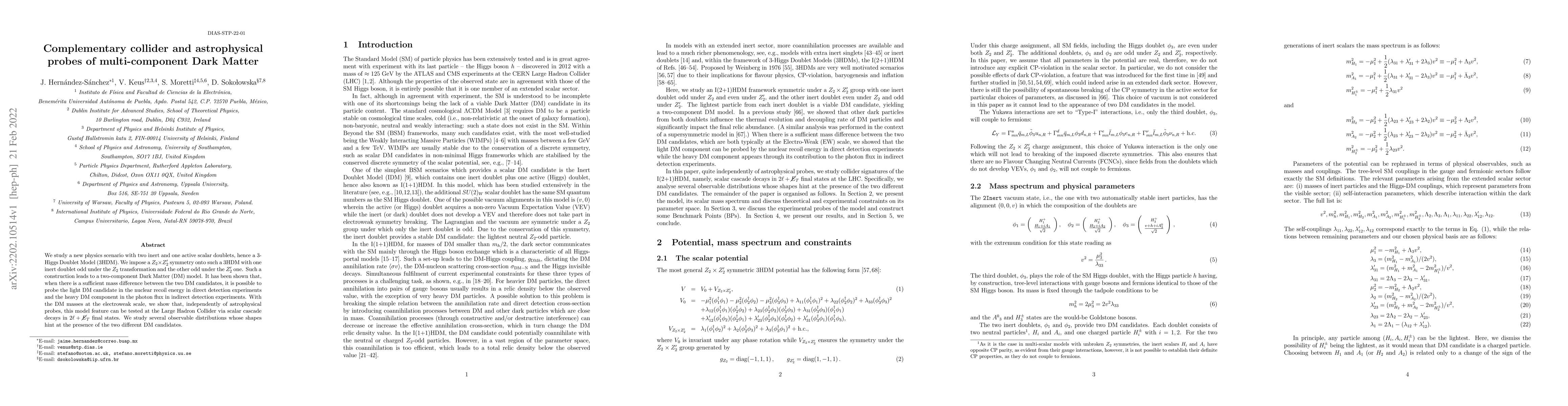 Thumbnail for Complementary collider and astrophysical probes of multi-component Dark
  Matter