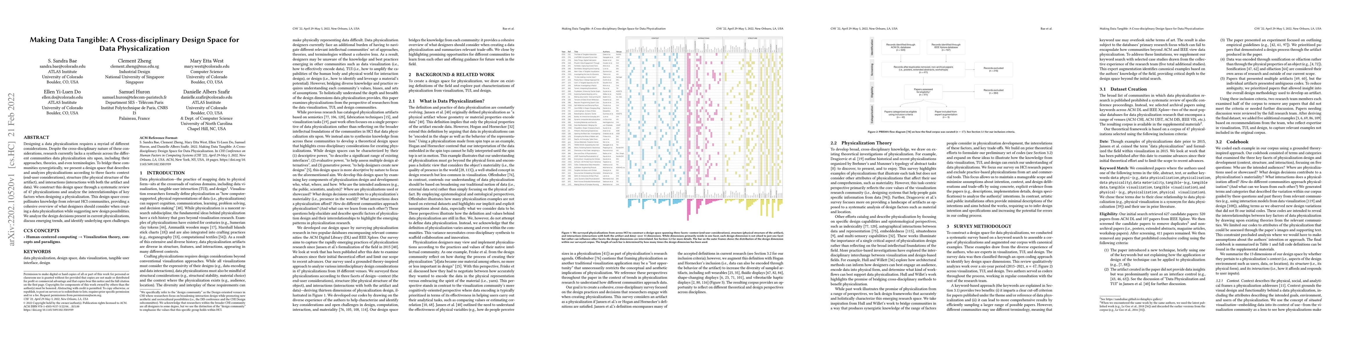 Thumbnail for Making Data Tangible: A Cross-disciplinary Design Space for Data
  Physicalization