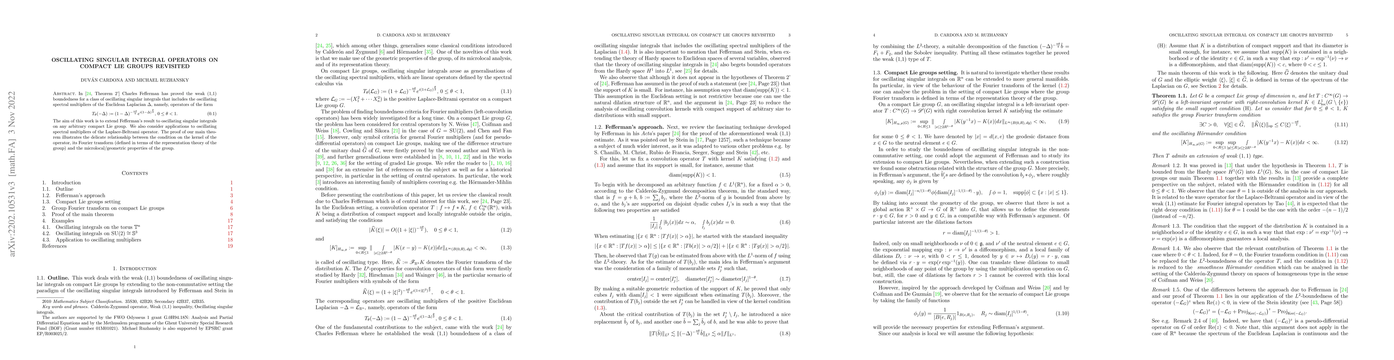Thumbnail for Oscillating singular integral operators on compact Lie groups revisited
