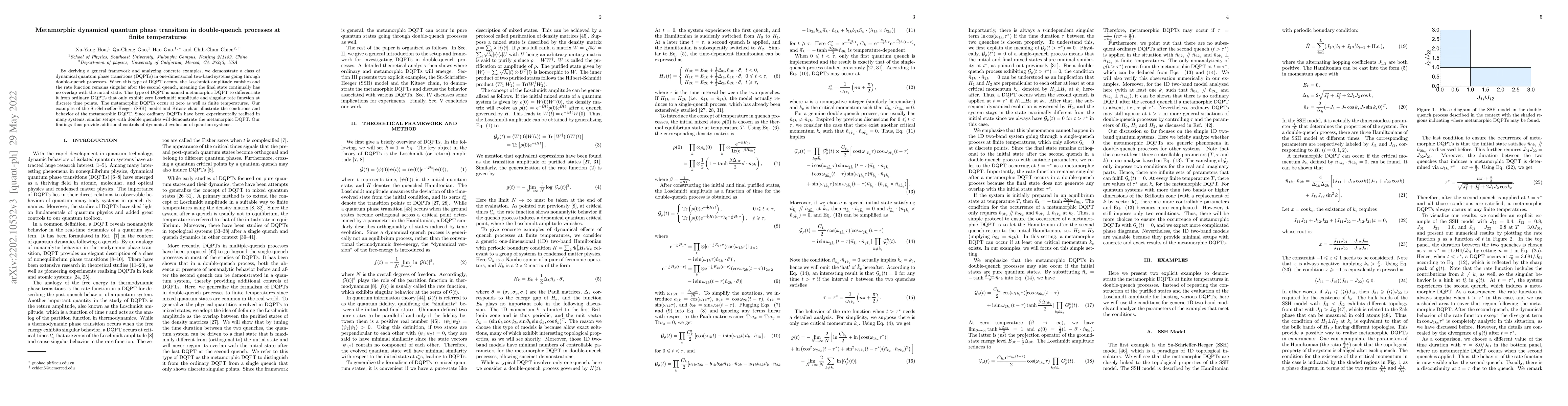 Thumbnail for Metamorphic dynamical quantum phase transition in double-quench
  processes at finite temperatures