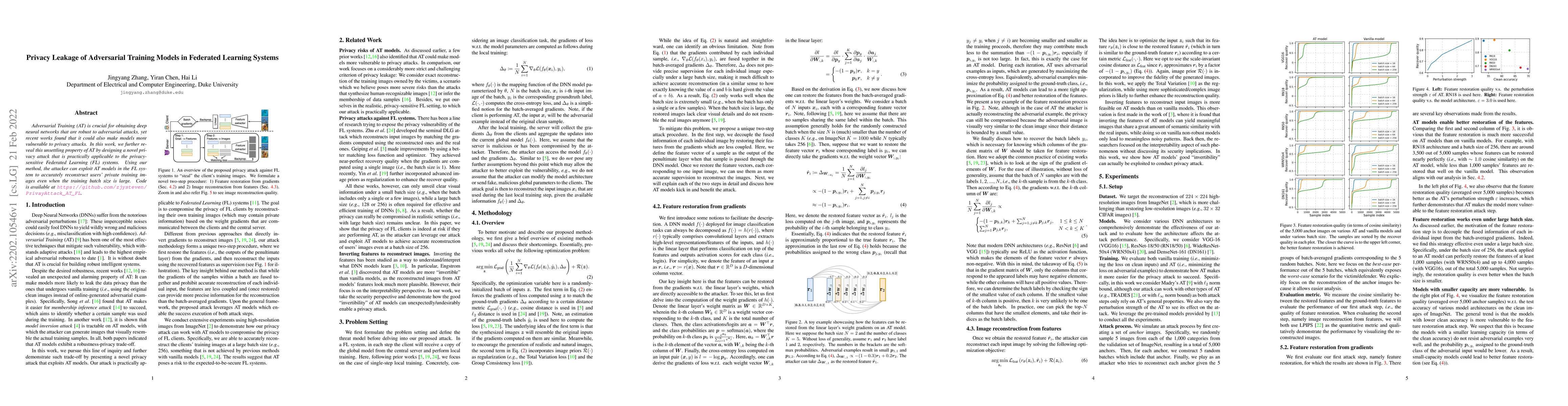 Thumbnail for Privacy Leakage of Adversarial Training Models in Federated Learning
  Systems