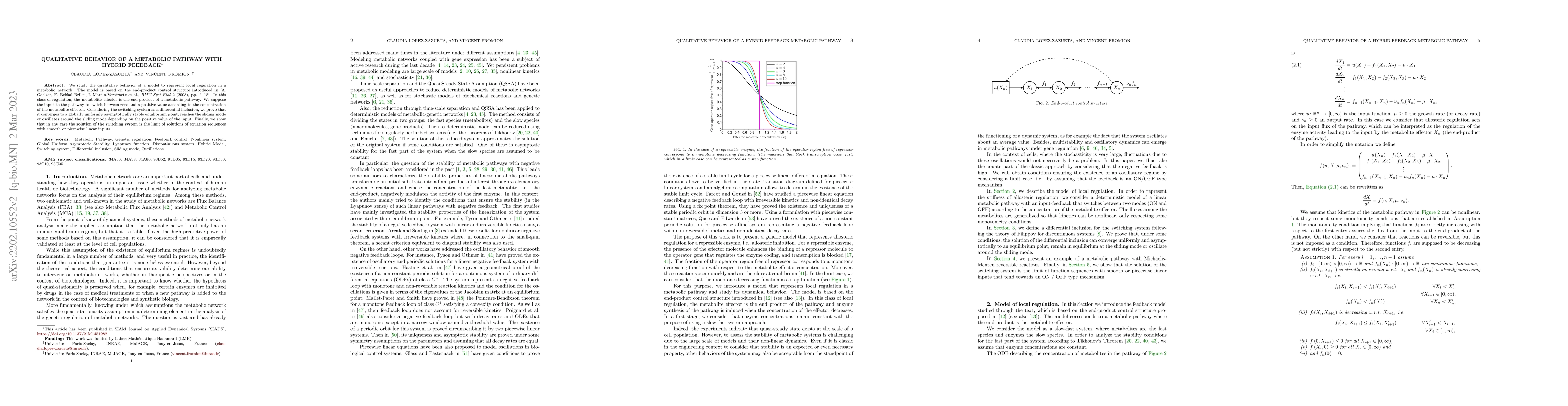 Thumbnail for Qualitative Behavior of a Metabolic Pathway with Hybrid Feedback