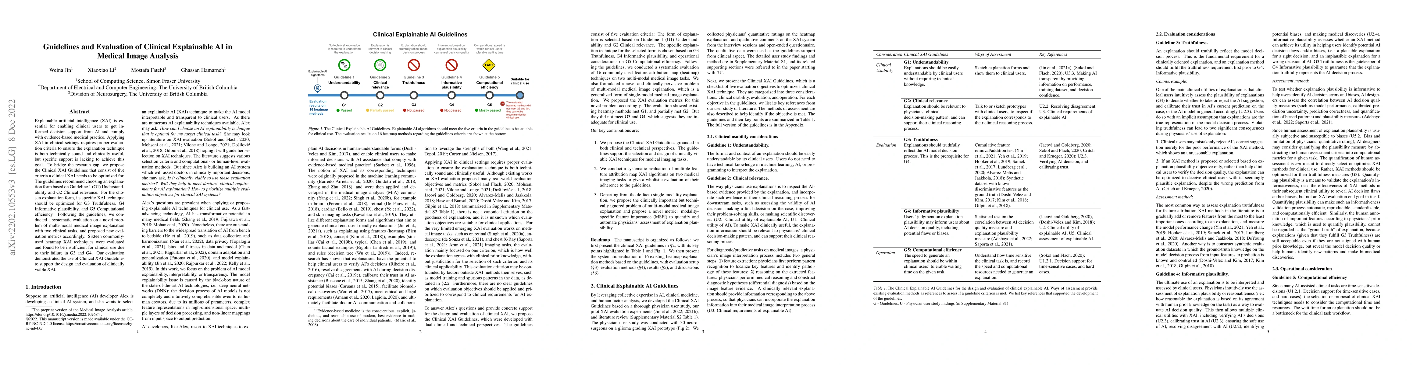 Thumbnail for Guidelines and Evaluation of Clinical Explainable AI in Medical Image
  Analysis